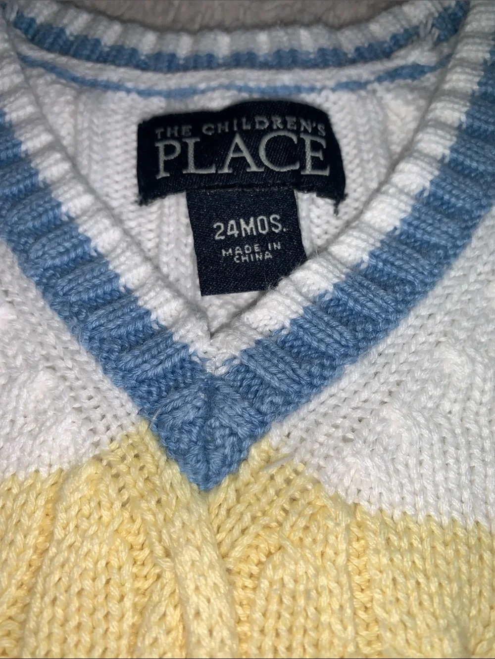 Children’s Place Blue & Yellow Sweater Vest 24M EUC